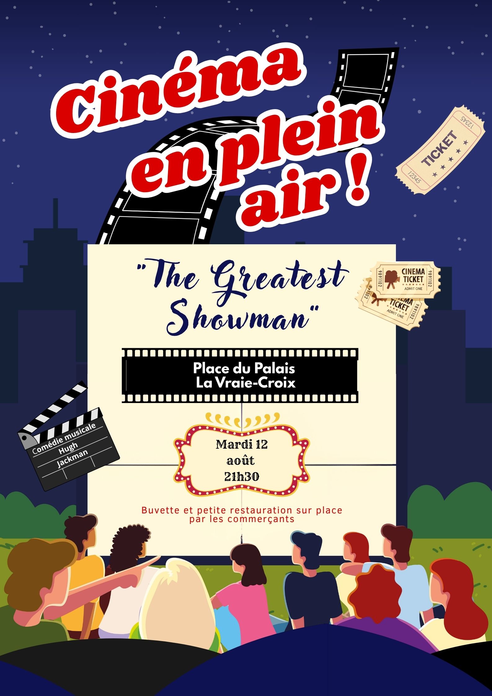 Affiche Cinéma en Plein Air Illustrée 